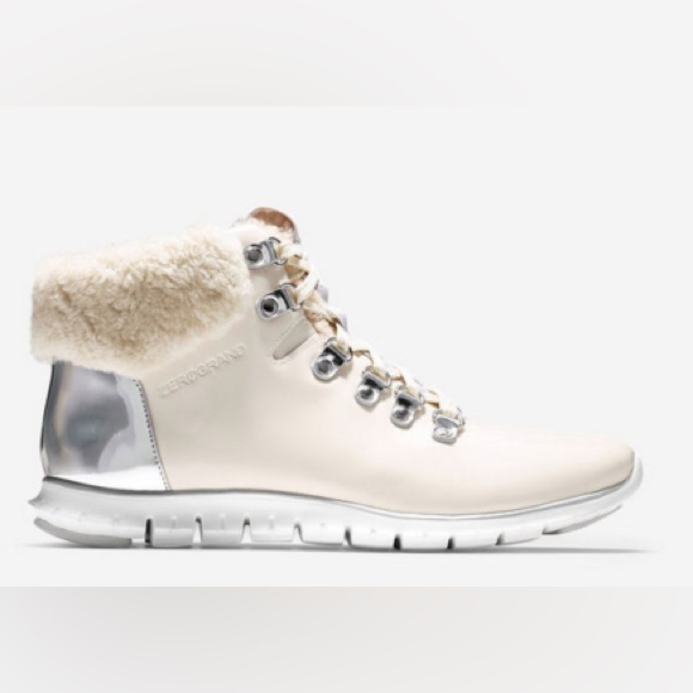 Cole Haan Zerogrand Winter Snow Boots Women's 6 Ivory Leather Shearling